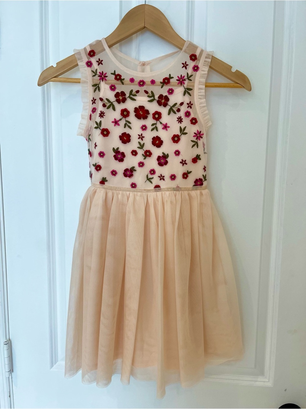 Cat & Jack Girls Blush Pink Floral Embroidered Tulle Dress